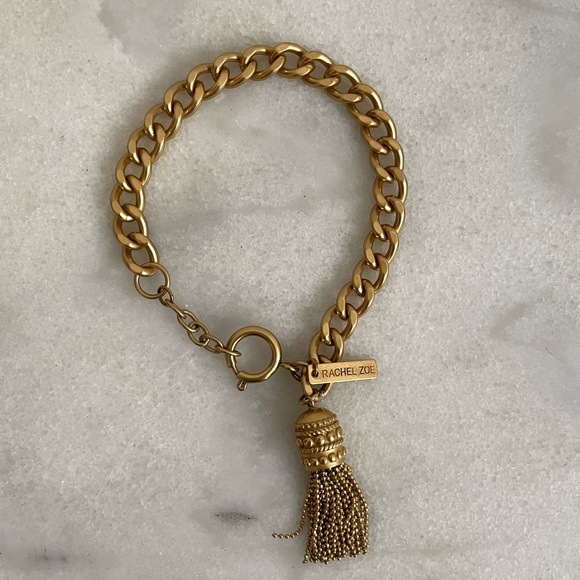 Rachel Zoe Chain & Tassel Bracelet -Gold tone. - Picture 1 of 5